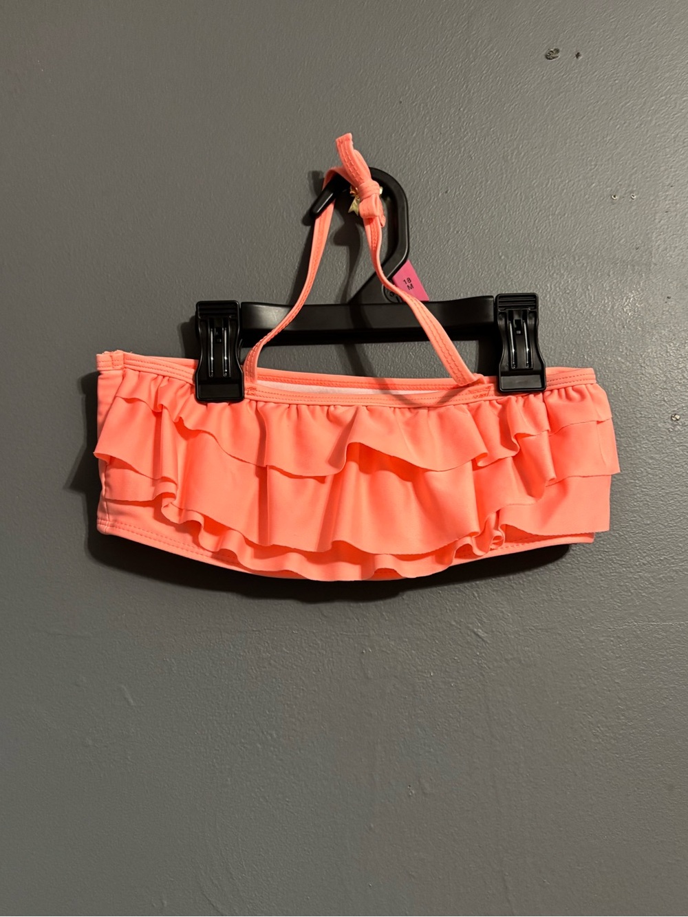 Crown & Ivy kids pink / coral ruffle bikini top kids 8